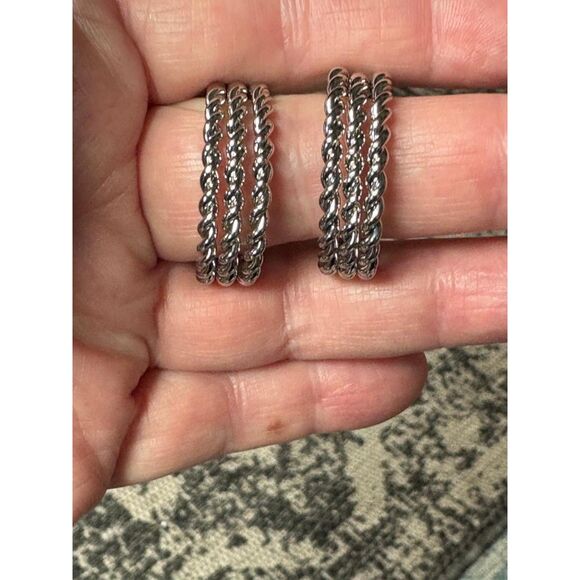 Triple Twist Hoop Earrings NWT - Picture 2 of 8